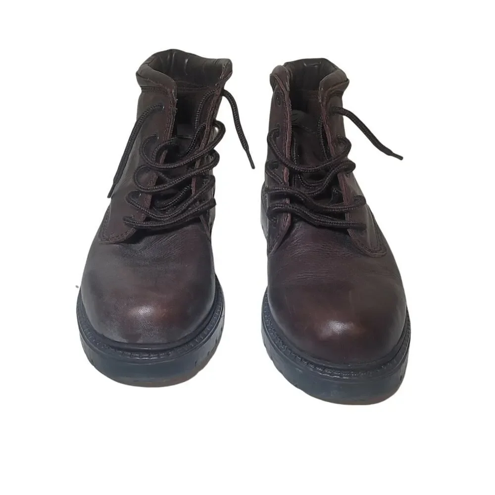 Dockers Leather Ankle Boots Size 7.5 Brown Leather Ankle High Lace Up